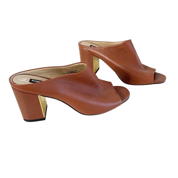 KARL LAGERFELD Jensen Slide Sandal In Siena Brown Leather Women’s Size 5.5 M - Picture 11 of 11